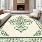 Ornate Emerald Floral Medallion Border Rug
