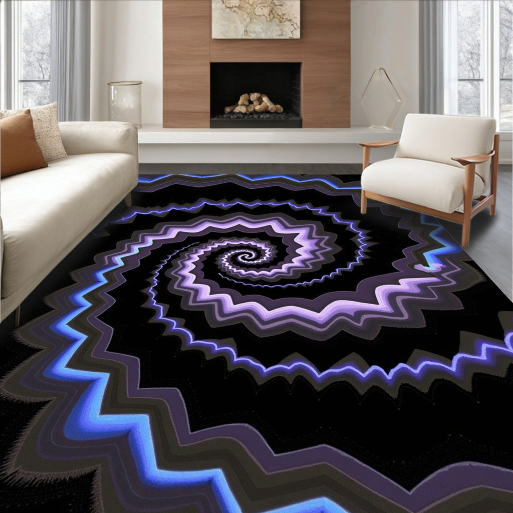 Luminous Purple Electric Spiral Rug
