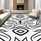 Bold Black Tribal Diamond Abstract Rug