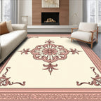 Ornate Pink Floral Medallion Border Rug