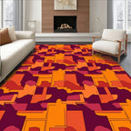 Warm Terracotta Geometric Cascade Rug