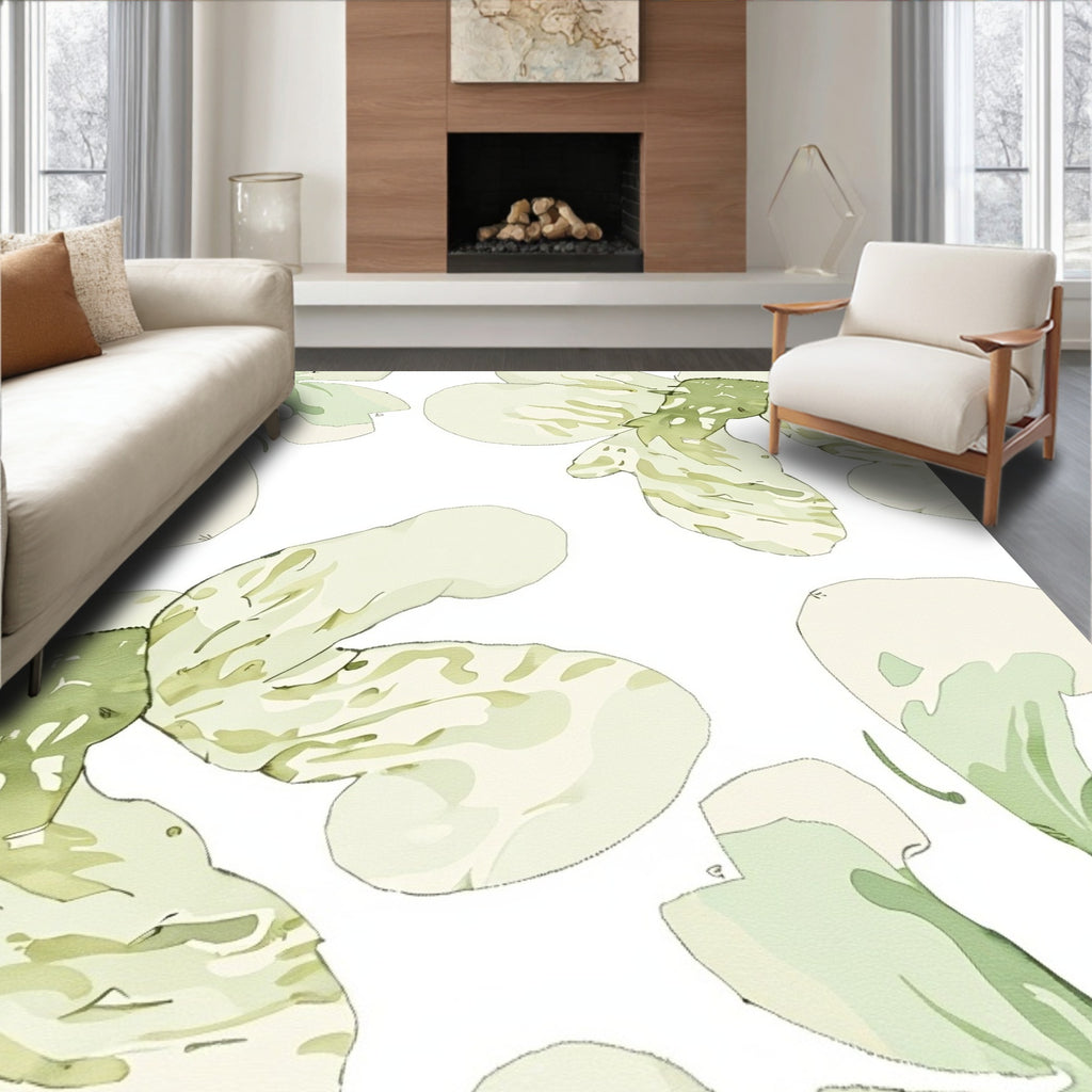 Soft Sage Floral Bloom Watercolor Rug