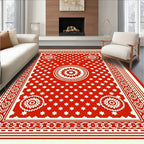 Crimson White Starburst Medallion Rug