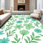 Verdant Green Floral Leafy Branches Rug