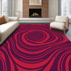 Crimson And Plum Swirl Abstract Rug