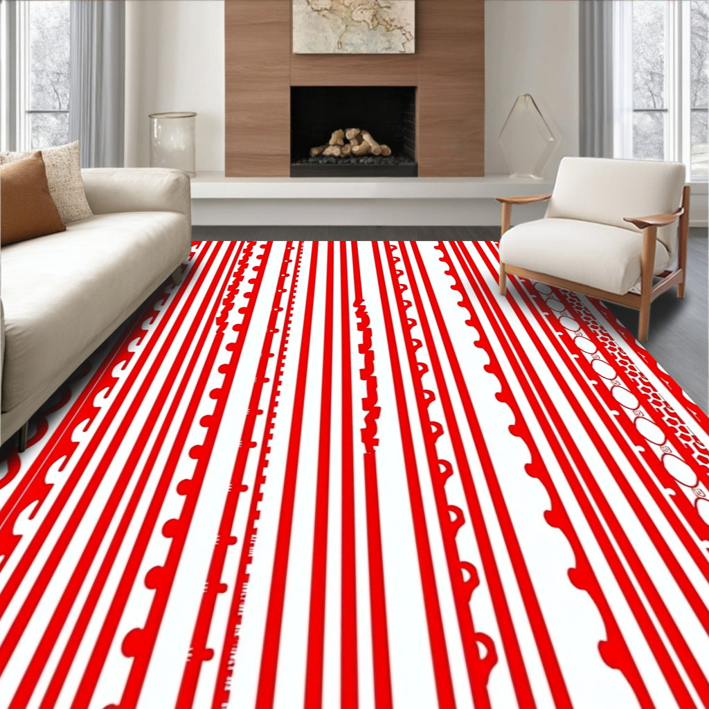 Crimson Vertical Border Medley Rug