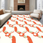 Coral and Sage Abstract Interlocking Shapes Rug