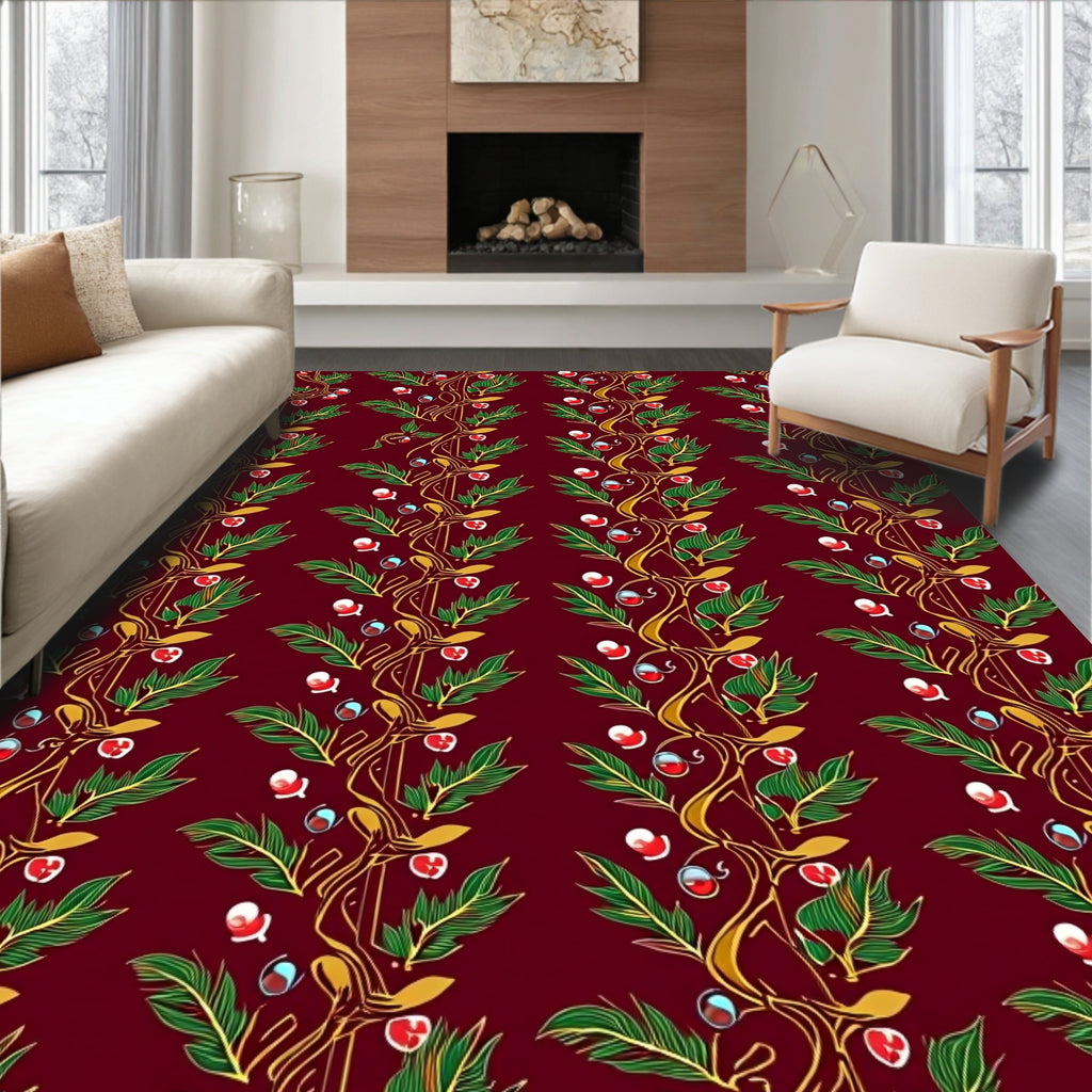 Crimson Berry Vine Garland Rug