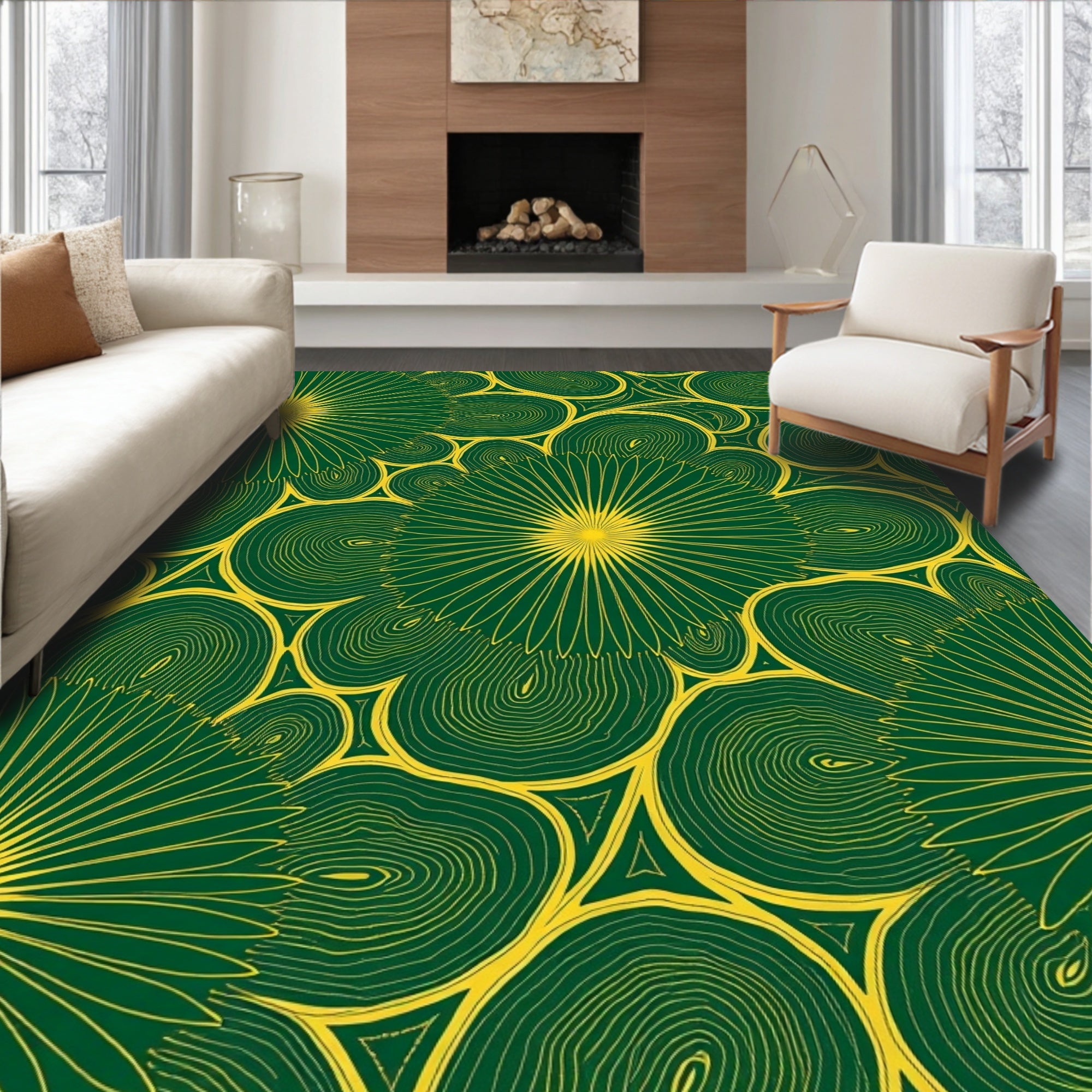 Emerald Yellow Starburst Grove Rug