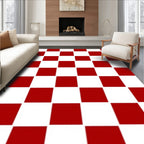 Bold Red White Checkered Squares Rug