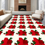 Crimson Abstract Geometric Floral Rug