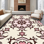 Brown Pink Floral Medallion Rug