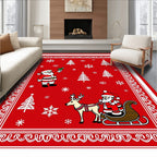 Festive Red Santa Sleigh Snowflakes Rug