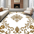 Ornate Gold Floral Scrollwork Square Rug