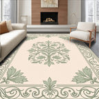 Vintage Sage Green Floral Scroll Rug