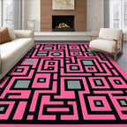 Bold Pink Geometric Maze Rug