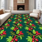 Red Berry Holly Green Sprig Repeat Rug