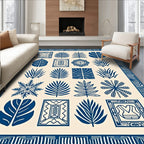 Navy Botanical Collage Contemporary Rug