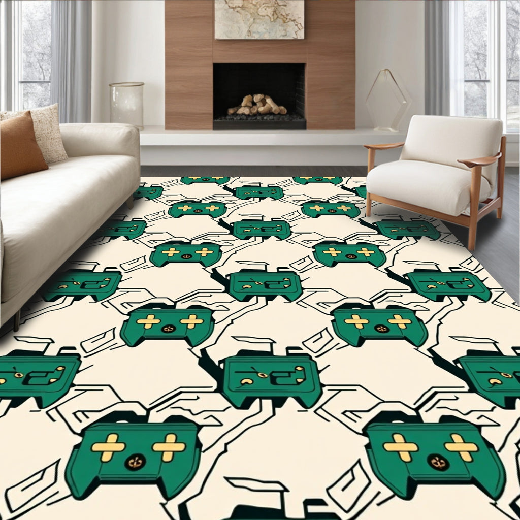 Emerald Green Gaming Controller Circuit Rug