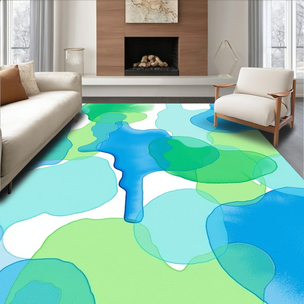 Oceanic Blue Green Abstraction Flow Rug
