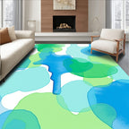 Oceanic Blue Green Abstraction Flow Rug