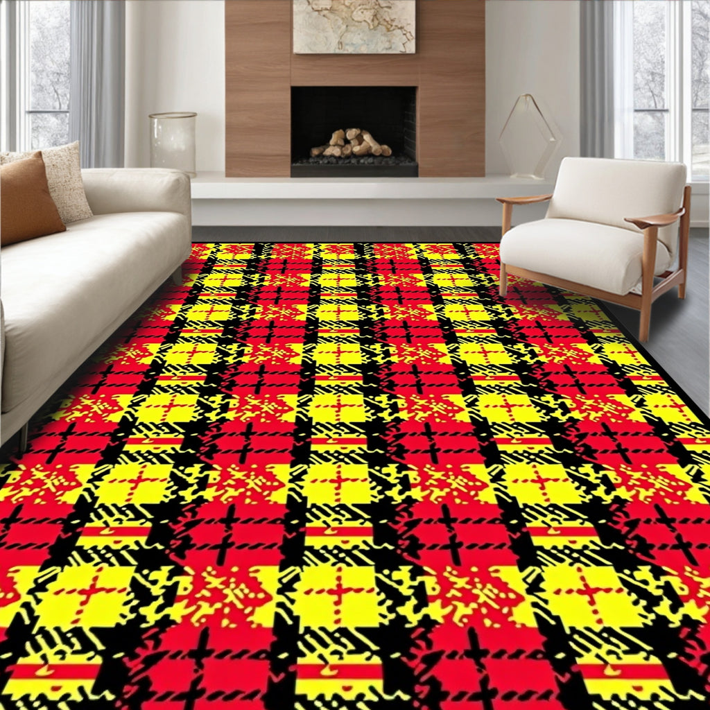 Red Yellow Black Plaid Lines Rug