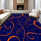 Dark Blue Orange Swirl Starry Night Rug