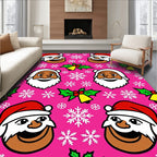 Festive Santa Holly Bells Snowflakes Rug