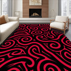 Crimson Swirl Tribal Abstract Rug