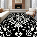 Monochrome Radial Blossom Diamond Rug