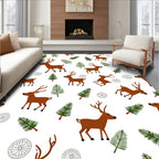 Woodland Brown Deer Pine Forest Whimsical Rug