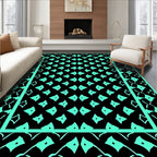 Mint Green Diamond Medallion Border Rug