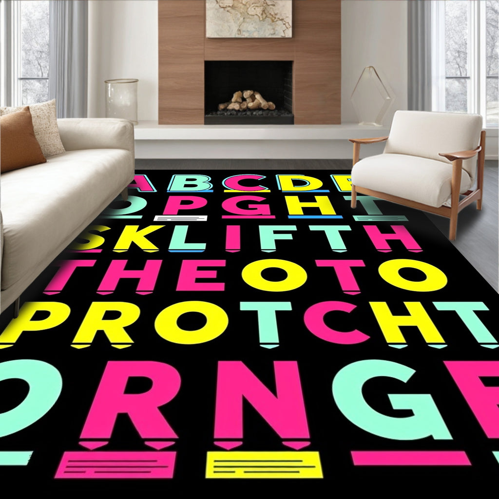 Retro Typography Pop Art Alphabet Rug