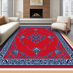 Crimson And Navy Floral Medallion Rug