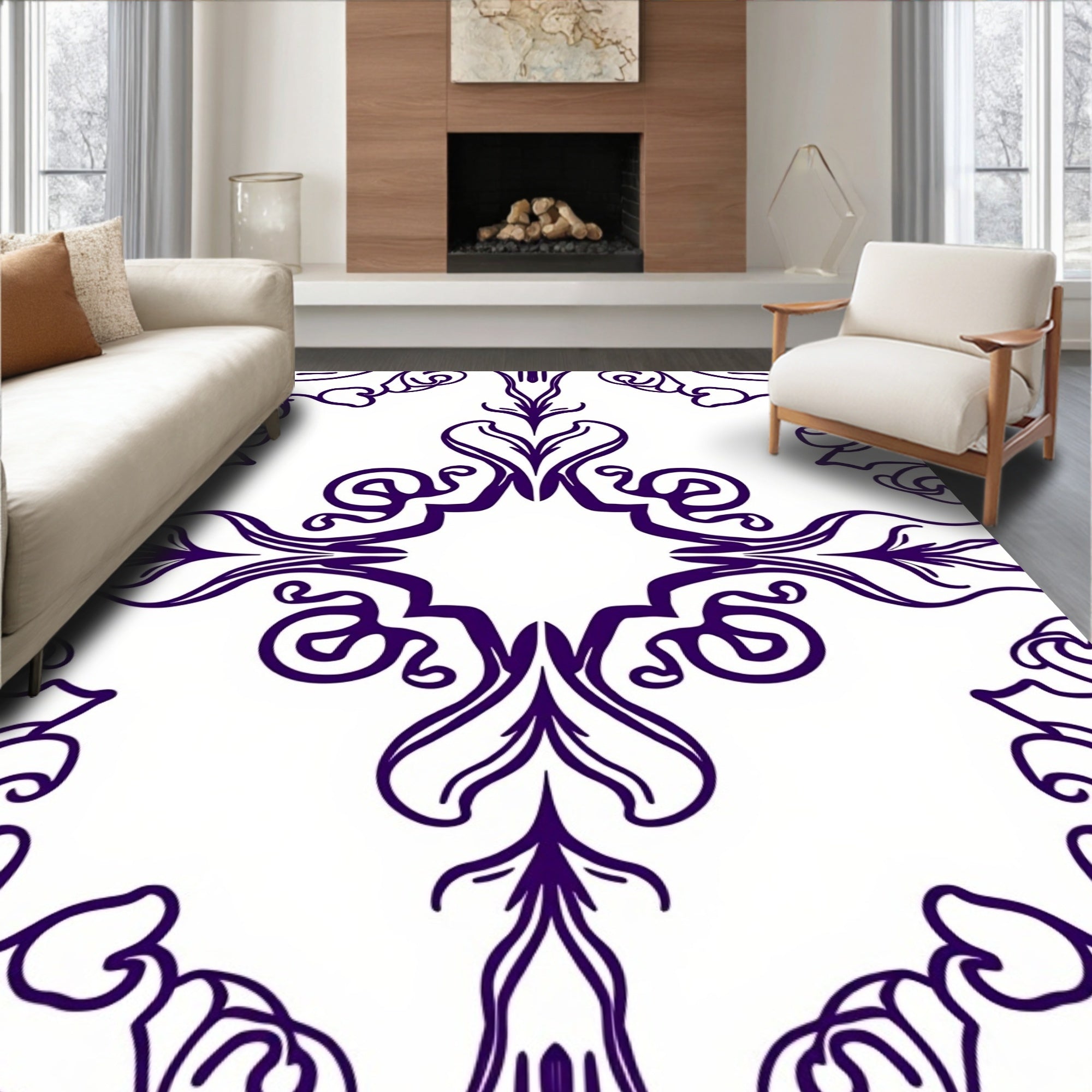 Deep Purple Flourish Medallion Rug