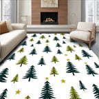 Evergreen Trees Gold Star Garland Rug