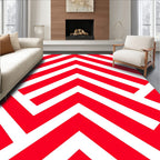 Sharp Red White Angled Chevron Rug