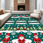 Whimsical Gnomes Christmas Snowflakes Holiday Rug
