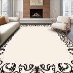 Dark Brown Floral Acanthus Vine Border Rug