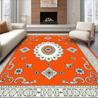 Orange Floral Diamond Medallion Rug