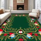 Festive Evergreen Gnomes Border Rug
