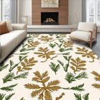 Golden Brown Green Foliage Botanical Rug