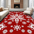 Crisp Red White Snowflake Collage Rug