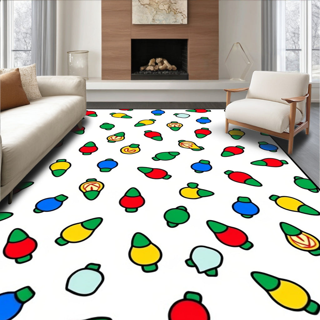 Festive Colorful Light Bulbs Collage Rug