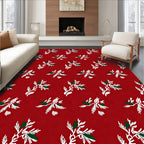 Crimson White Green Branch Repeat Rug
