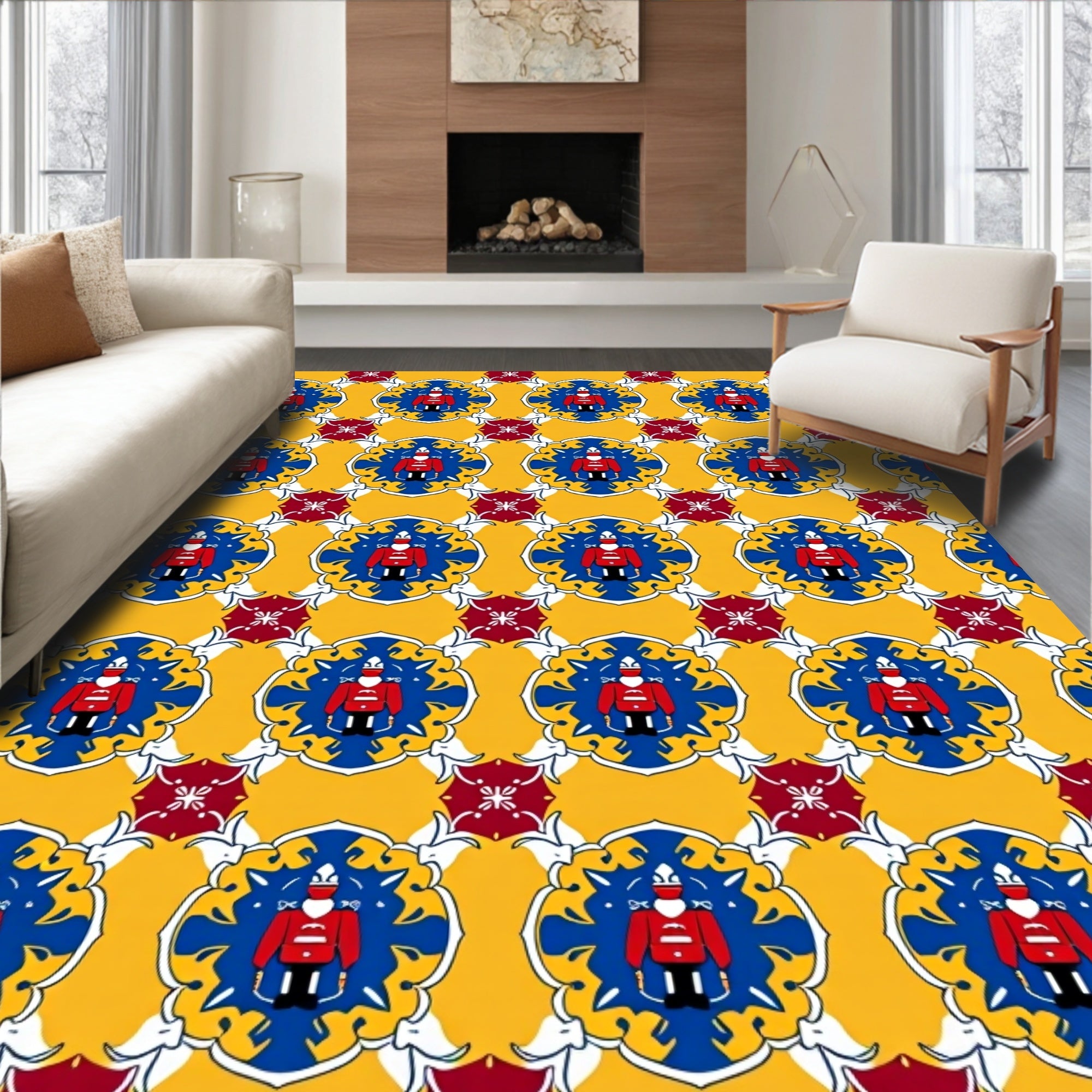 Royal Guard Yellow Blue Red Medallion Rug