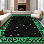 Neon Black Starburst Mandala Rug