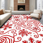 Red Snowflake Swirl Collection Rug