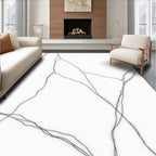 Minimalist White Abstract Vein Rug