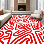 Bold Red Maze Linework Rug
